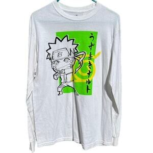 Naruto Chibi Shadow Clone White Green Longsleeve Shirt Mens Size Medium